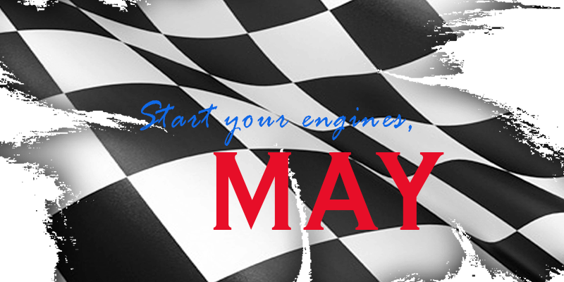 MAY with checkered race flag