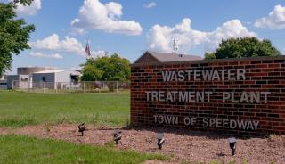 Brick signage of Wastewater Plant