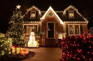 Holiday lights on House