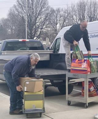 Loading items for food drive