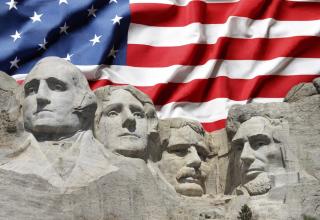 flag with Mount Rushmore