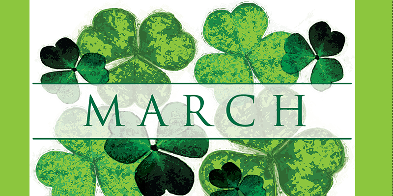 March text with shamrocks